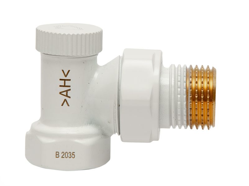 Кран для радиаторов УГЛОВОЙ, обратки Arrowhead White